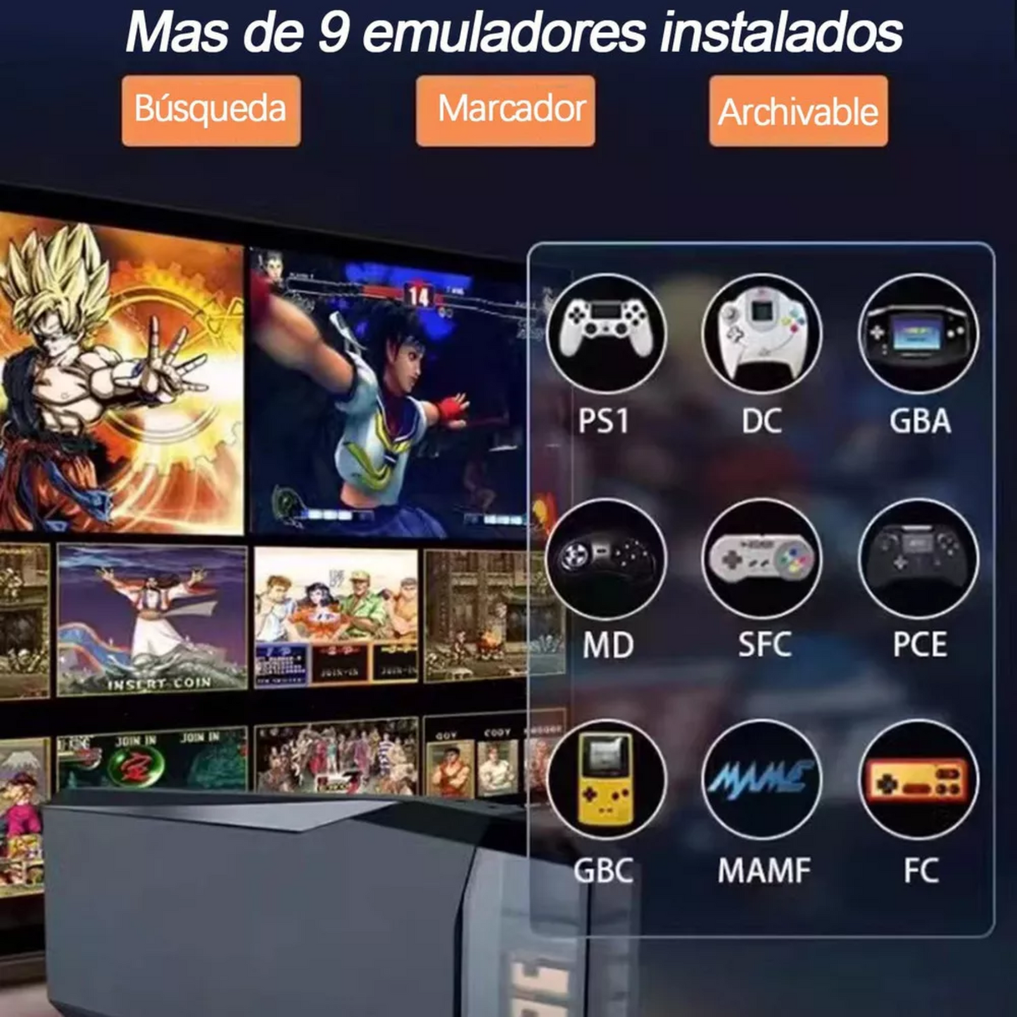 GameStick® Consola 4K + 10.000 Juegos de 9 Consolas + 2 Mandos 🎮