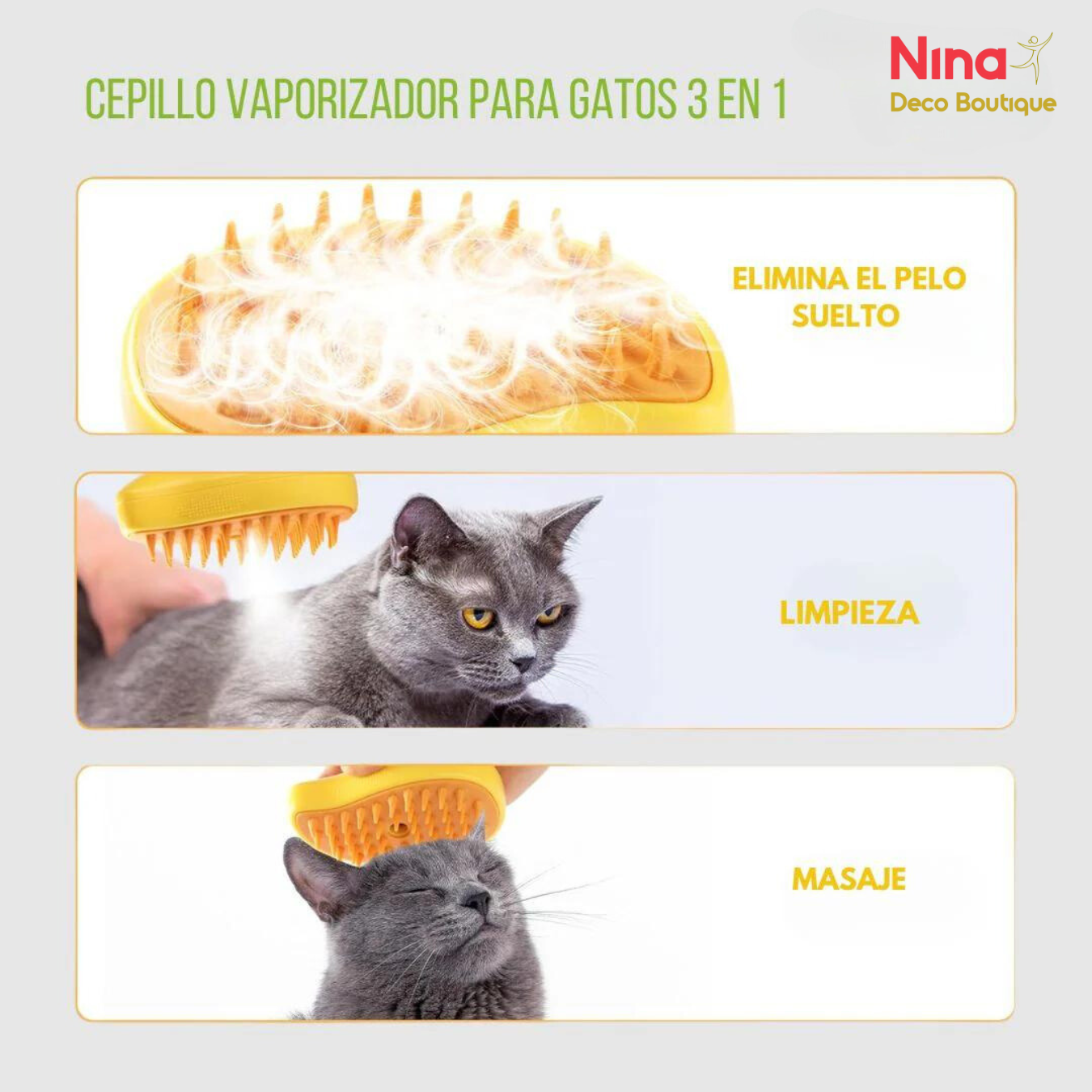 OFERTA🔥 Cepillo de Vapor para Mascotas | 3 en 1