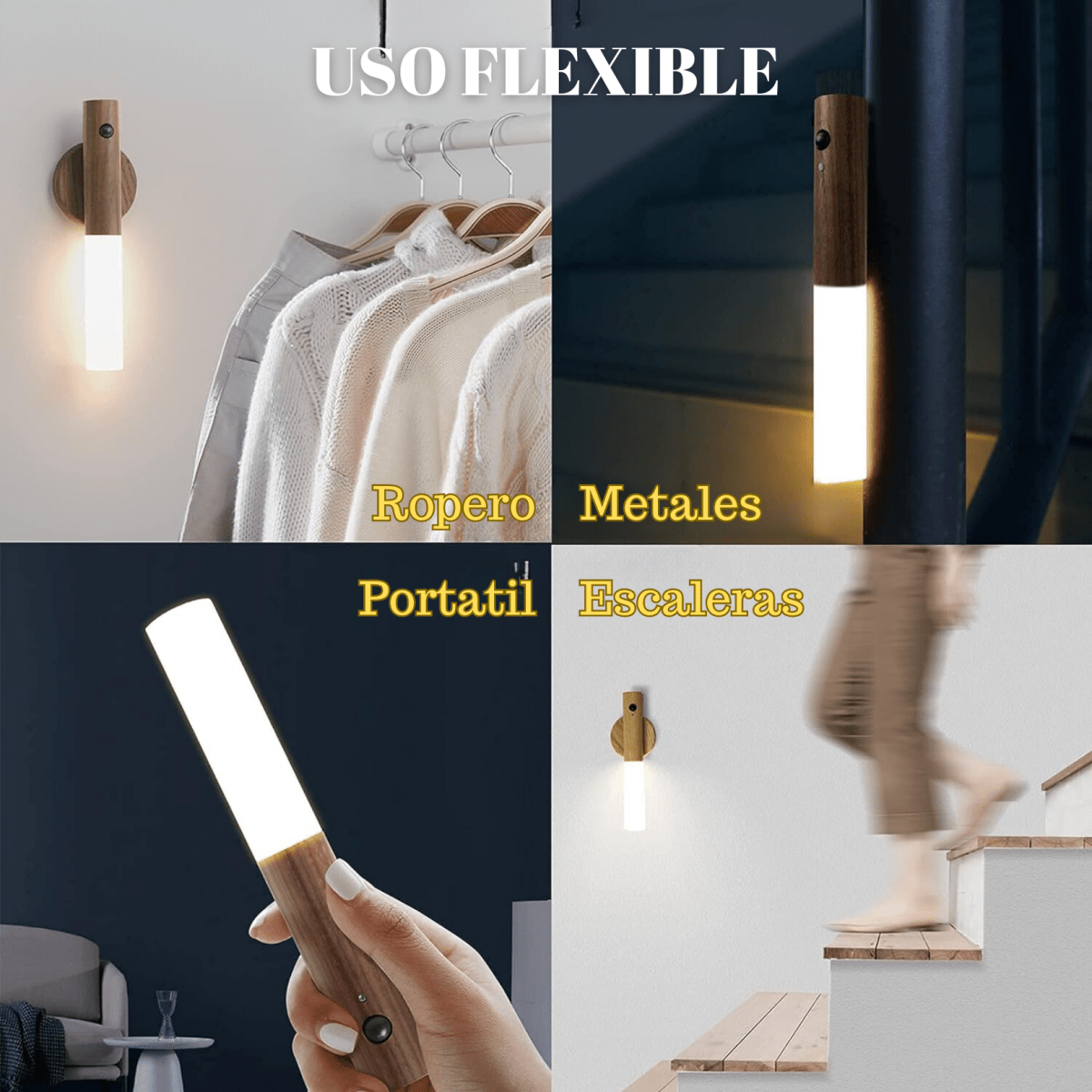 LUZ LED DE PASILLO COLOR MADERA...CARGA USB⚡ - Nina Deco Boutique