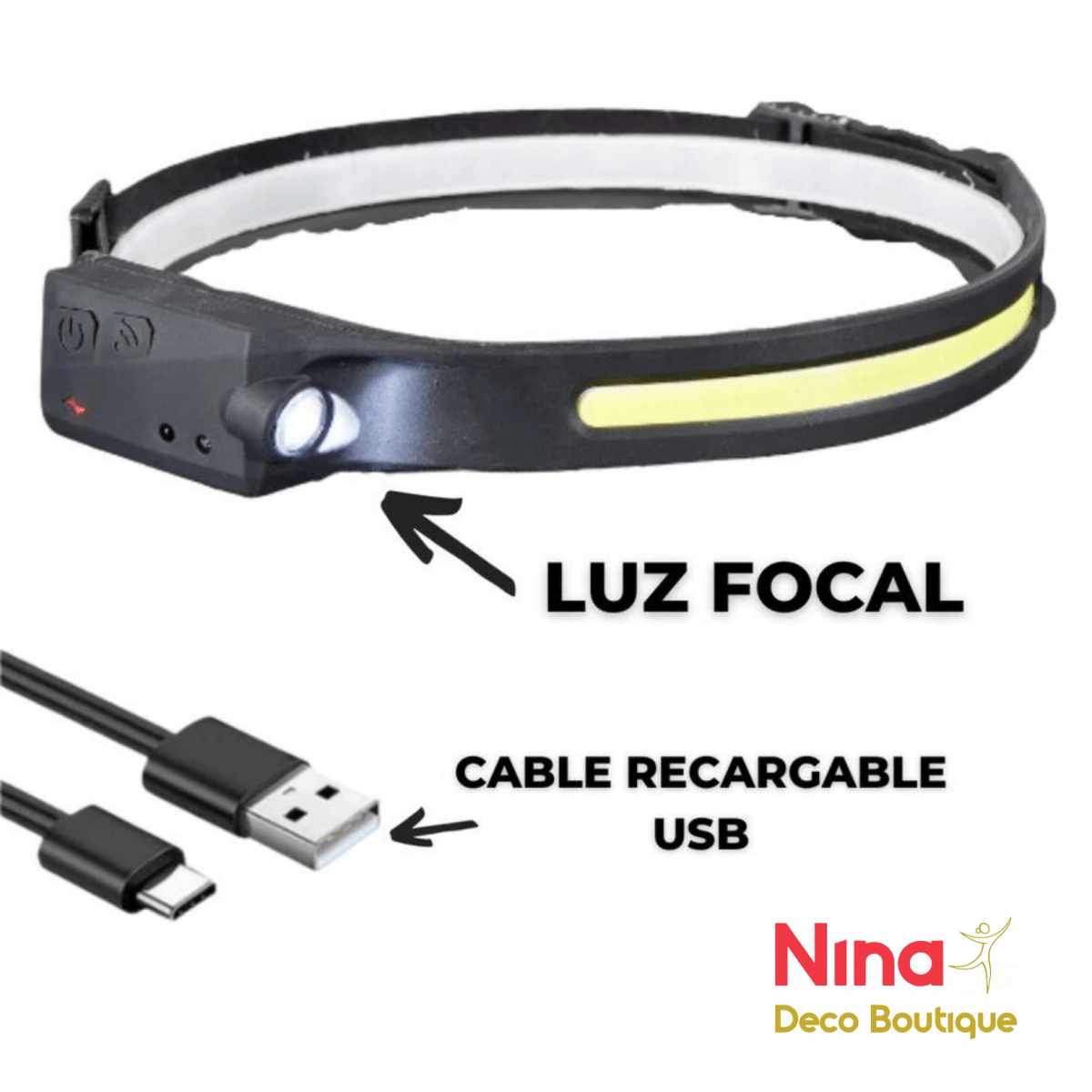 LINTERNA LED FRONTAL - Nina Deco Boutique