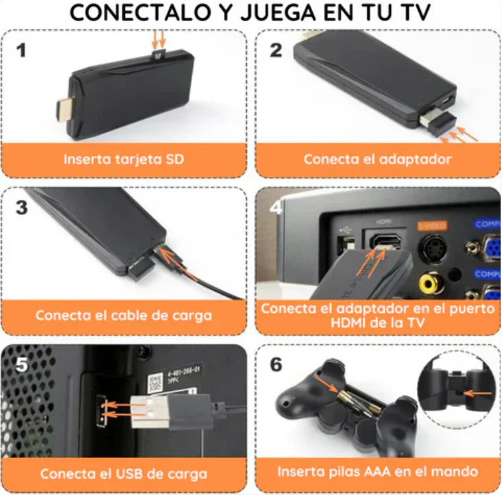 GameStick® Consola 4K + 10.000 Juegos de 9 Consolas + 2 Mandos 🎮